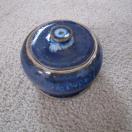 jake pottery blue sugar bowl with lid